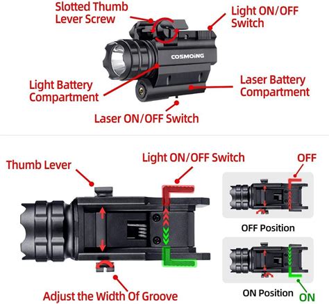 Cosmoing Rail Mounted Pistol Red Laser Light Combo Laser Sight Combo