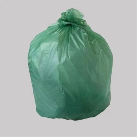 Without Handle Plain Green Biodegradable Plastic Bag 15 Kg Size In