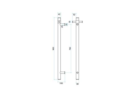 Thermorail 12V Straight Round Heated Vertical Single Towel Bar