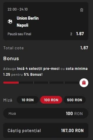 Ponturi pariuri Union Berlin Napoli 24 10 2023 Mergem pe mâna