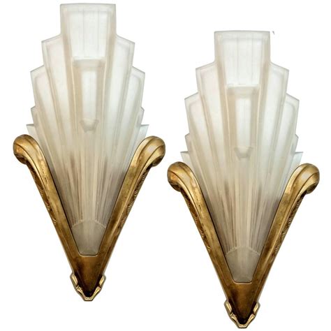 French Art Deco Wall Sconces Signed By Sabino At 1stdibs