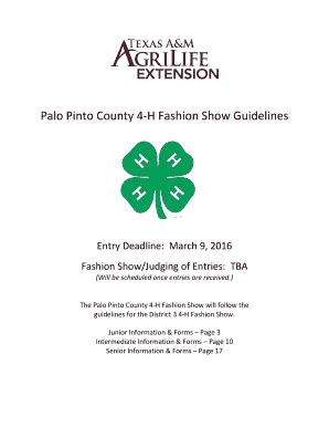 Fillable Online Palopinto Agrilife Palo Pinto County H Fashion Show