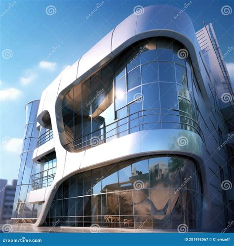 The Exterior of the Building of the Future. Glass Facade Stock