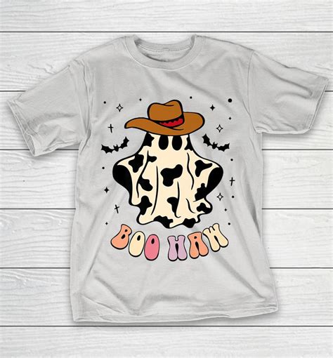 Boo Haw Ghost Western Cowboy Cowgirl Funny Halloween Shirts Woopytee