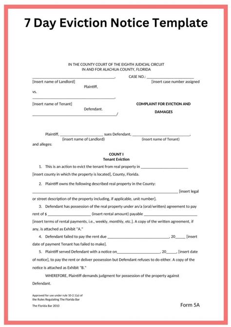 7 Day Eviction Notice Template