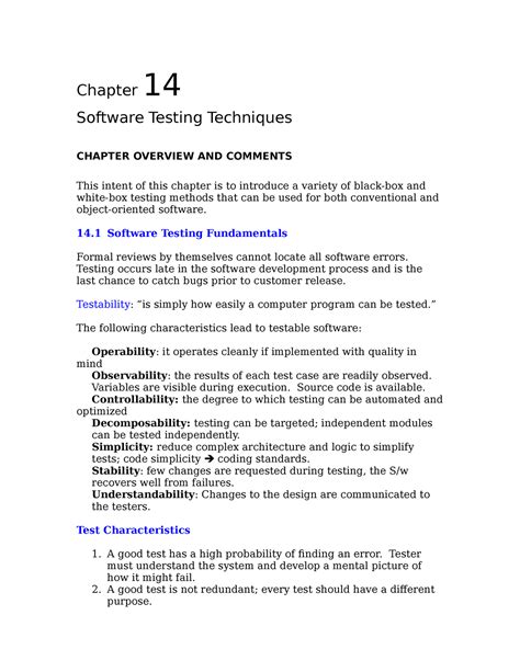 Ch14 Software Testing Techniques Chapter 14 Software Testing