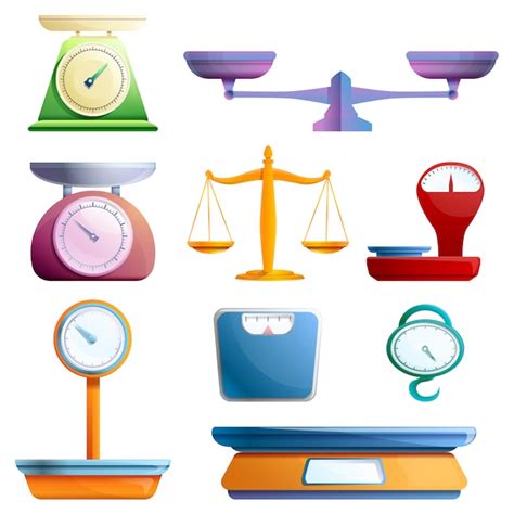 Premium Vector Weigh Scales Set Cartoon Style