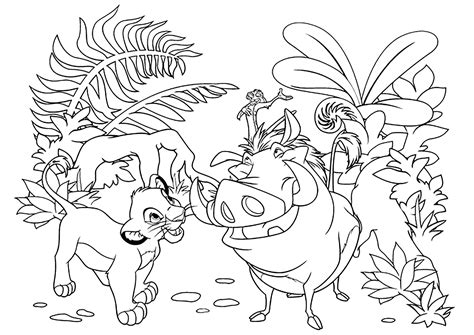 Timon Pumbaa Et Simba Coloriage Le Roi Lion Pour Enfants