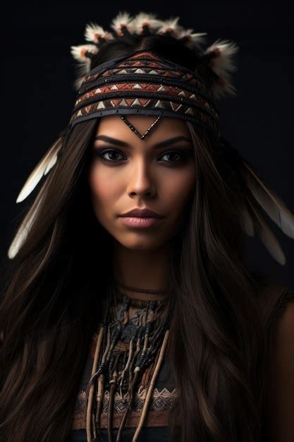 Premium Ai Image Native American Woman With A Beautiful Face Long