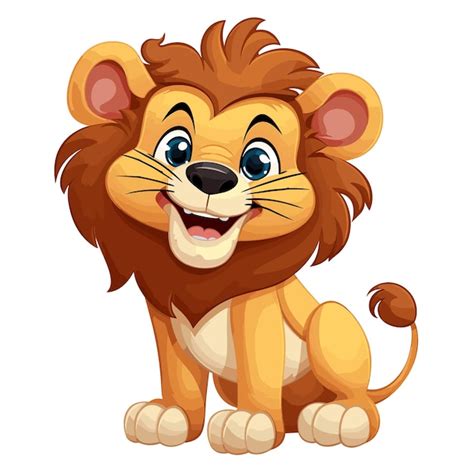 Cartoon Happy Lion Isolated On White Background Premium Ai Generated