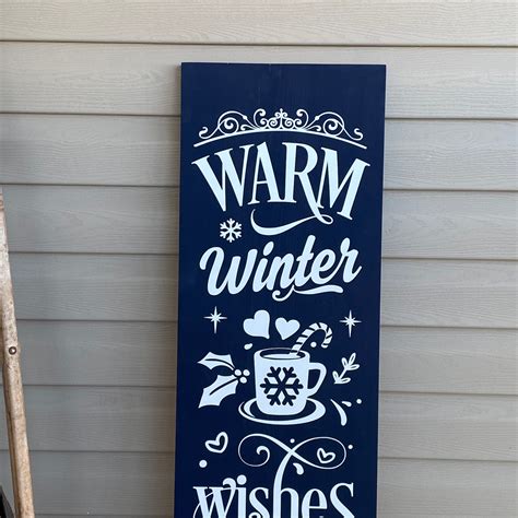 Winter Porch Sign Warm Winter Wishes Christmas Sign Welcome Etsy