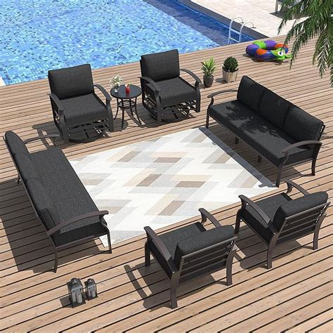 Kullavik Patio Furniture Set 7 Piece Aluminum Sofa With Armrest Modern