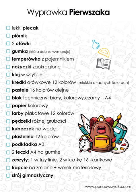 Wyprawka Lista Ponad Wszystko