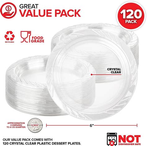 Stock Your Home 6 Inch Clear Plastic Dessert Plates 120 Pack