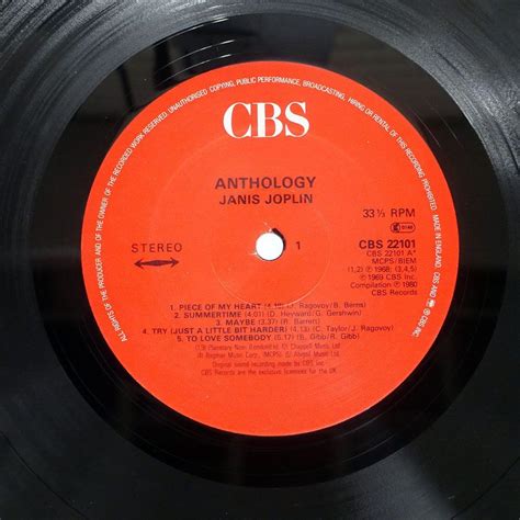 Yahoo Janis Joplin Anthology Cbs Cbs Lp