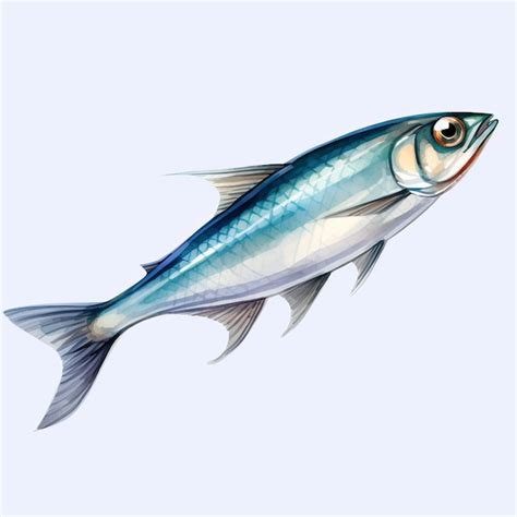 Design Realista De Ilustra O De Peixe Sardinha Em Estilo Aquarela