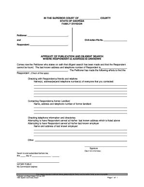 Fillable Online Affidavit Of Diligent Search Checklist Florida S