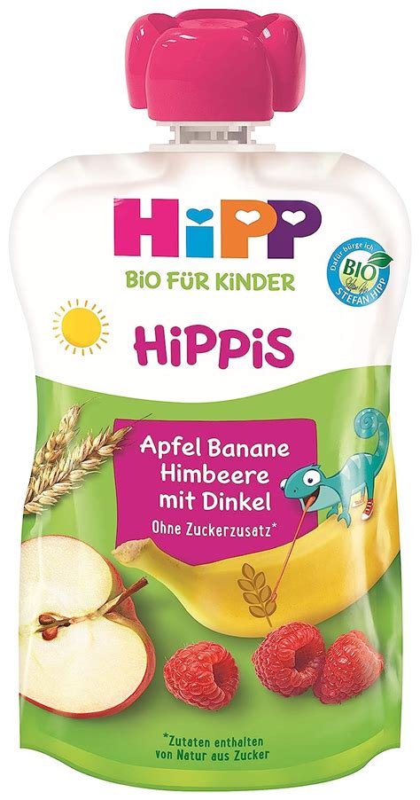 HiPP HiPPiS Früchte und Getreide Quetschbeutel Apfel Banane Himbeere