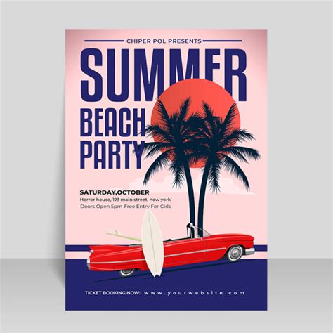 Summer Beach Flyer Template Vector Freepng