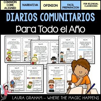 Writing journal prompts in Spanish Diarios de Escritura en Español