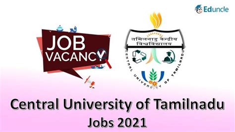 Central University Of Tamil Nadu Recruitment 2021 For The Post Of JRF