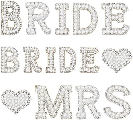 Fingerinspire Pearl Bride Patch Iron Sew On Letter Heart Applique