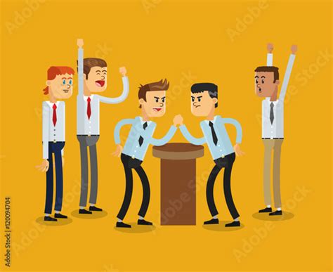 Flat Design Businessmen Competition Icon Vector Illustration Stock