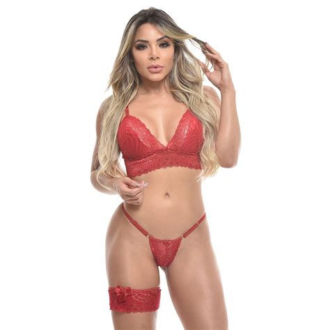 Conjunto Top Rendado Persex da Jô Lingerie Gall Moda Intima