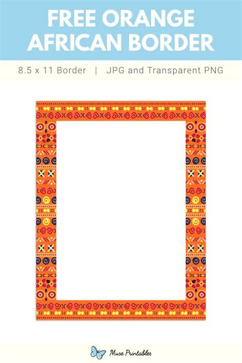 Orange African Page Border for 8.5 x 11 Paper