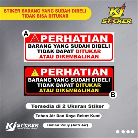 jual kj stiker promo stiker barang   dibeli tidak