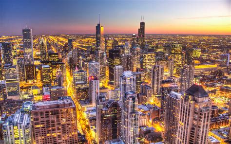 Bright Night City Chicago Is The Most Populous City In The State Of ...