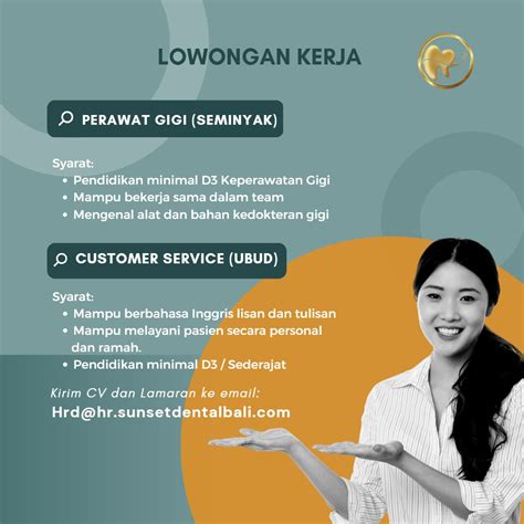 Lowongan Kerja Perawat Gigi Dan Customer Service Untuk Gigi Sunset