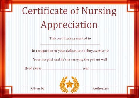 Customize 10 Nursing Certificate Of Appreciation Templates Free