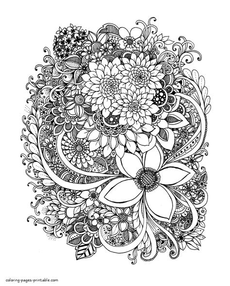 Free Adult Coloring Page Flowers Coloring Pages Printable Com