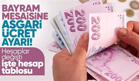 Bayram mesaisine asgari ücret ayarı Hesaplar değişti 4 5 gün için en