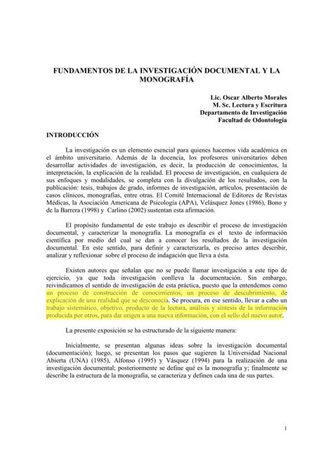 PDF Fundamentos de la Investigaci n Documental y la INVESTIGACIÓN