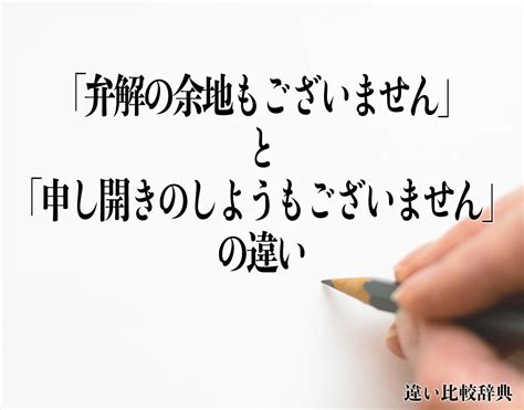 「弁解の余地もございません」と「申し開きのしようもございません」の違いとは？意味や違いを分かりやすく解釈 違い比較辞典