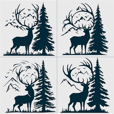 Deer Antler Scene Svg Elk Antler Scene Svg Dxf Png  Deer Hunting Svg