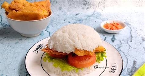 Resep Burger Nasi Telur Krispi Geprek Oleh Mama Fathan Cookpad