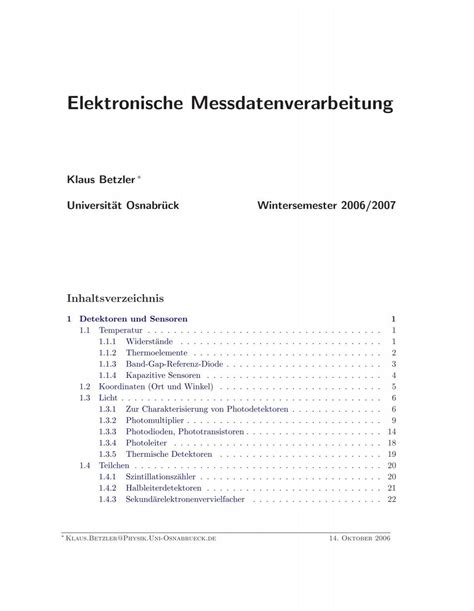 Elektronische Messdatenverarbeitung Klaus Betzler Universität