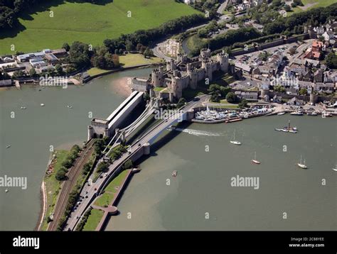 Conwy castle aerial hi-res stock photography and images - Alamy