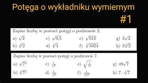 Potęga o wykładniku wymiernym 1 YouTube