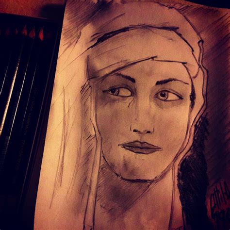 Ragazza Con Turbante Disegno Con Matite Koh I Noor Hardtmuth By