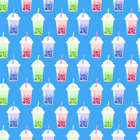 Premium Vector Bubble Tea Or Pearl Boba Milk Tea Seamless Pattern