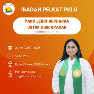 Ibadah Pelkat PKLU 20 Oktober 2023 GPIB Gideon Depok