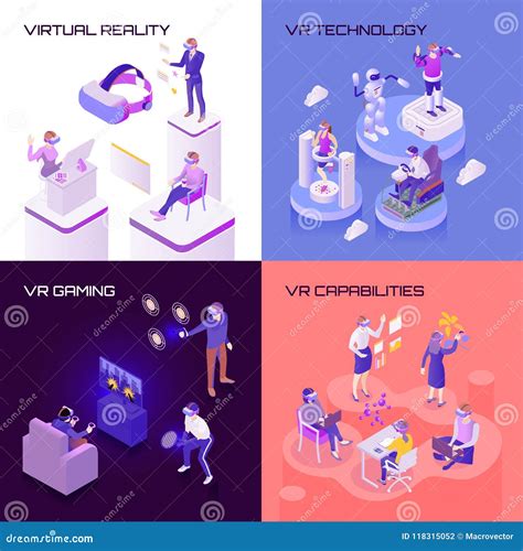 Virtual Reality Isometric Design Concept Stock Vector - Illustration of