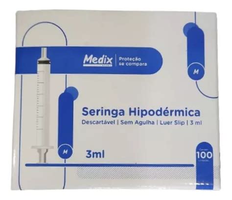 Seringa Descartável 3 Ml Medix Luer Slip 20x70 100 Unidades