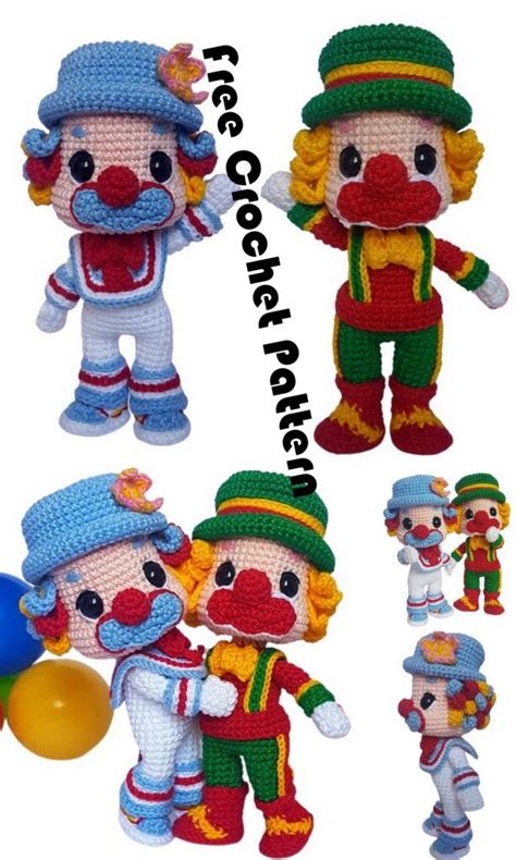 Sister Clowns With Amigurumi Hats Free Crochet Pattern Amigurumi