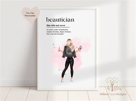 Beautician Definition Print Personalised Beautician Print Beauty