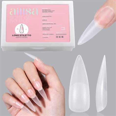 Aillsa Long Stiletto Nail Tips Upgraded Matte Soft Gel